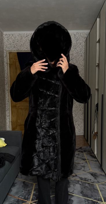 Шуба мутон с норкой