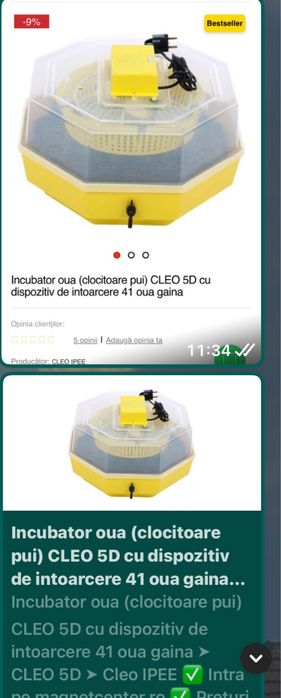 Cleo 5D incubator  cu intoarcere  automata  41 oua