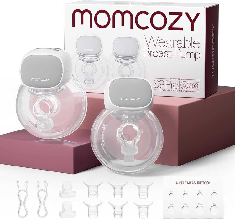 Momcozy S9 Pro преносима помпа за кърма, 2 режима, 9 нива, сива,2 броя