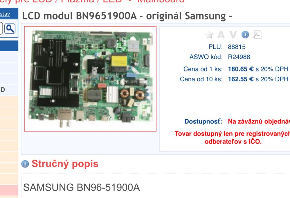 Vand TV Samsung smart UHD 4K 50” display defect