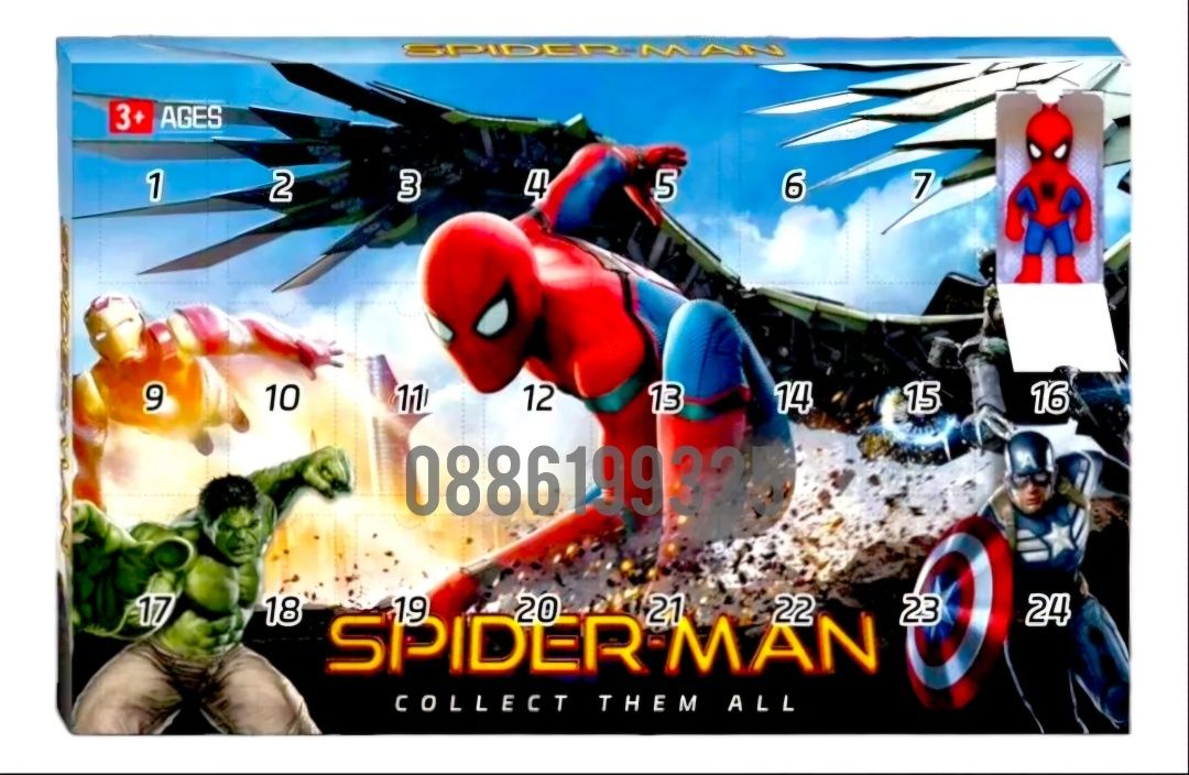 Адвент Календар Спайдърмен Avengers фигурки, 24 броя Spiderman фигурки