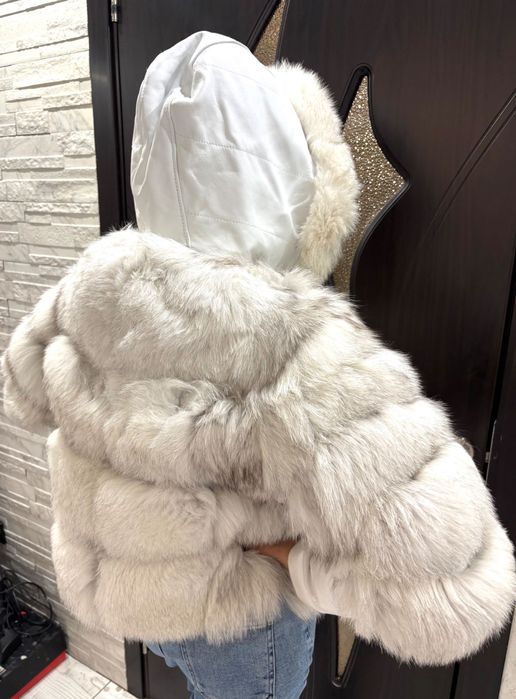 Палто от естествен косъм (лисица) и естествена кожа – 3 в 1