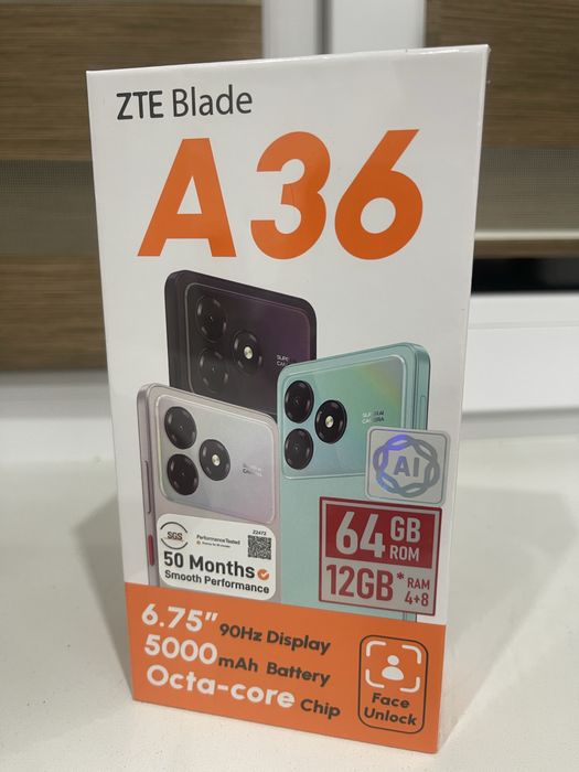 Смартфон ZTE Blade A36 4 ГБ/64 ГБ черный