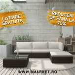 Set mobilier de gradina/terasa canapea/coltar 5 piese Maro Ratan NOU