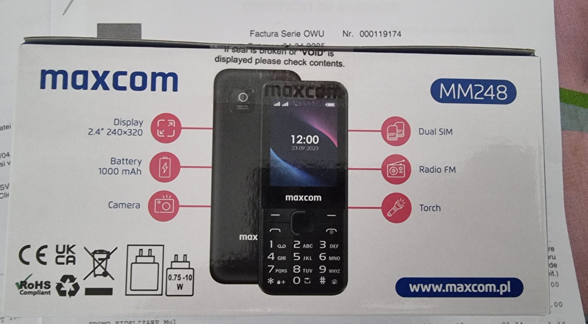 Telefon cu butoane Maxcom MM248 dual sim