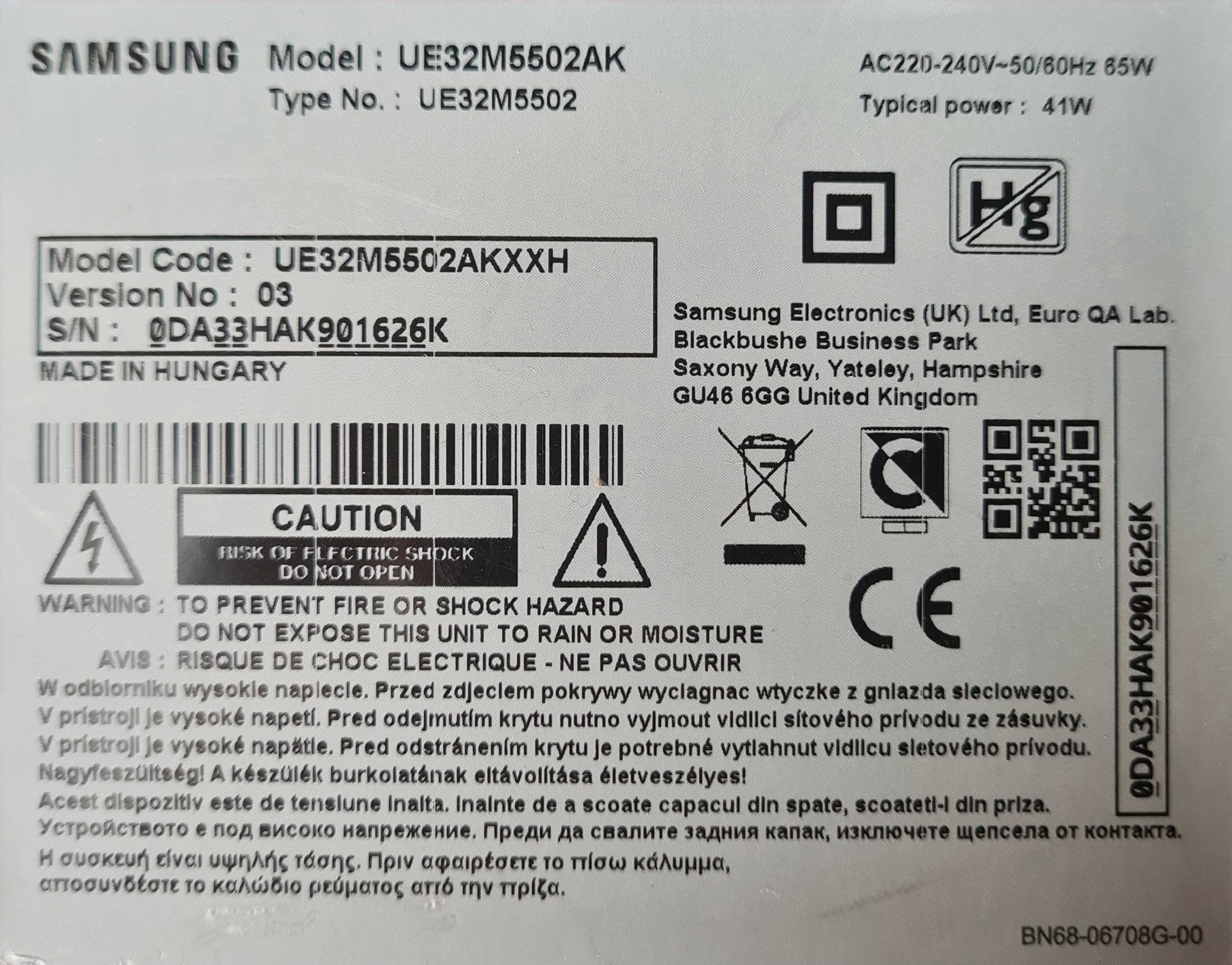 Vând televizor Samsung UE32M5502AK display spart