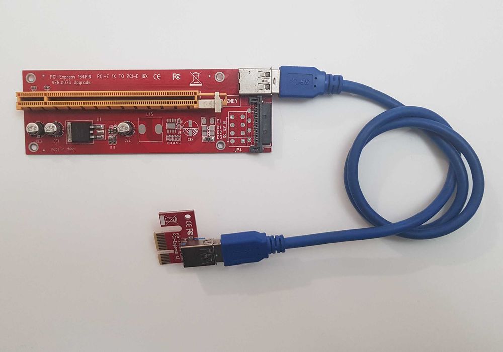 Riser Card 164 pini PCI-E x1-x16 + cablu USB 3.0 + cablu alimentare