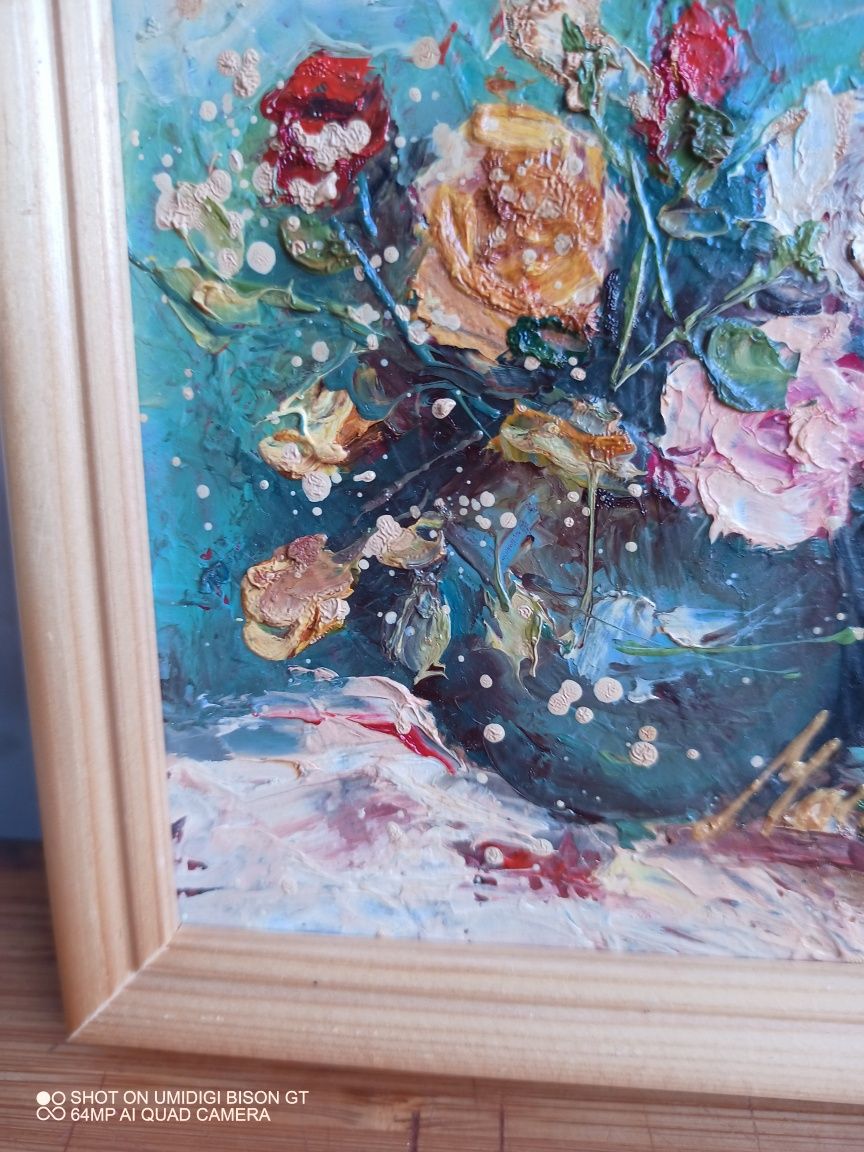 Tablou cu flori pictat de pictorița consacrată Marcu Dana