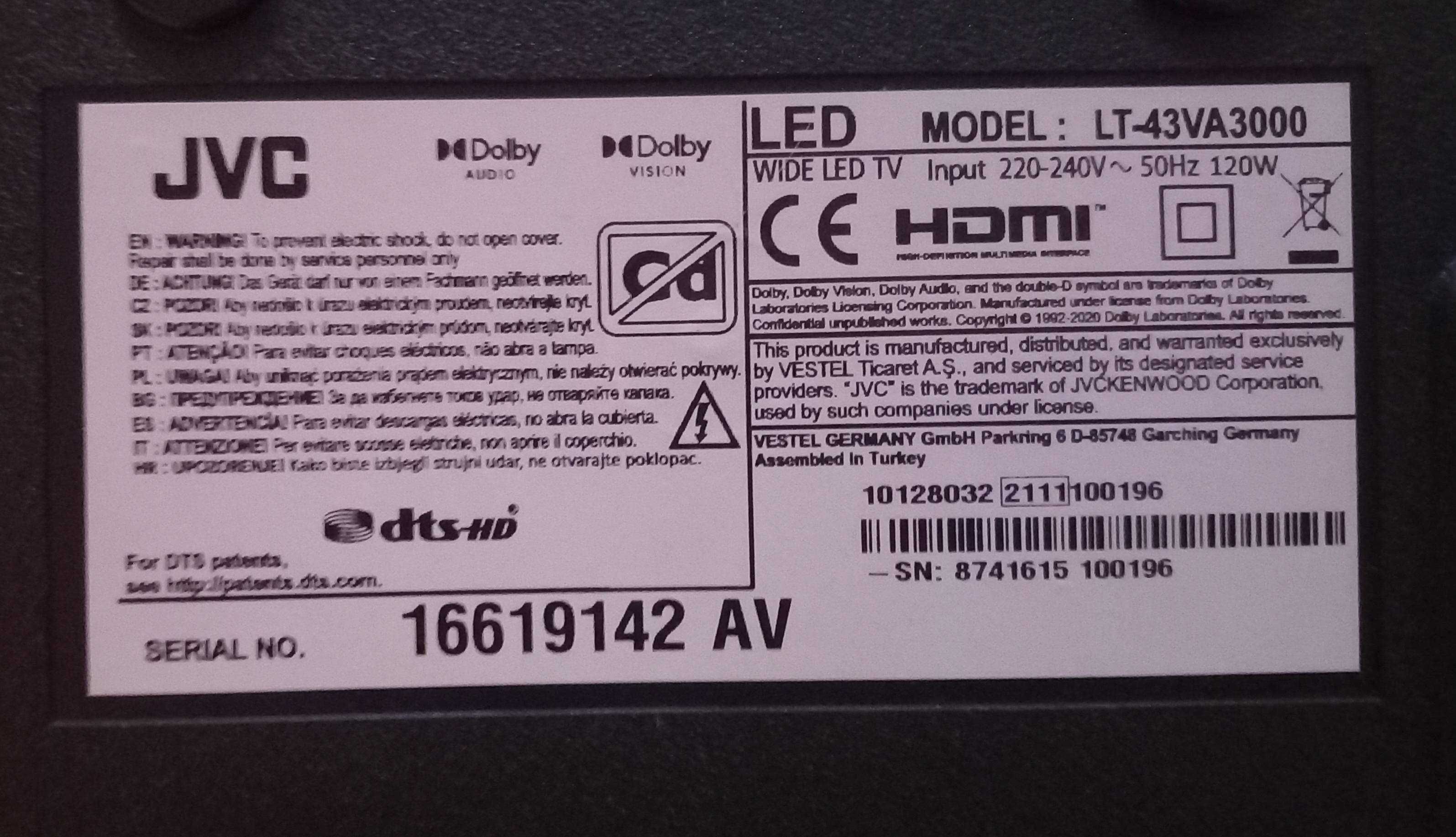 Телевизор JVC 43 inch за части