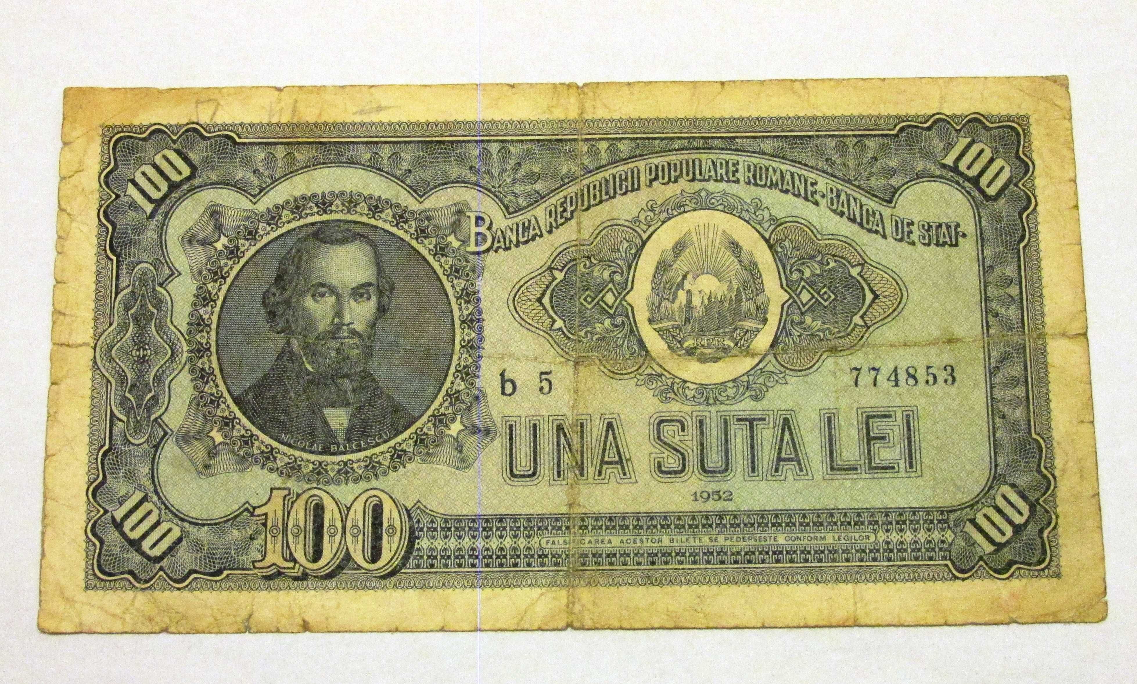 100 Lei 1952 Bancnota Romania RPR
