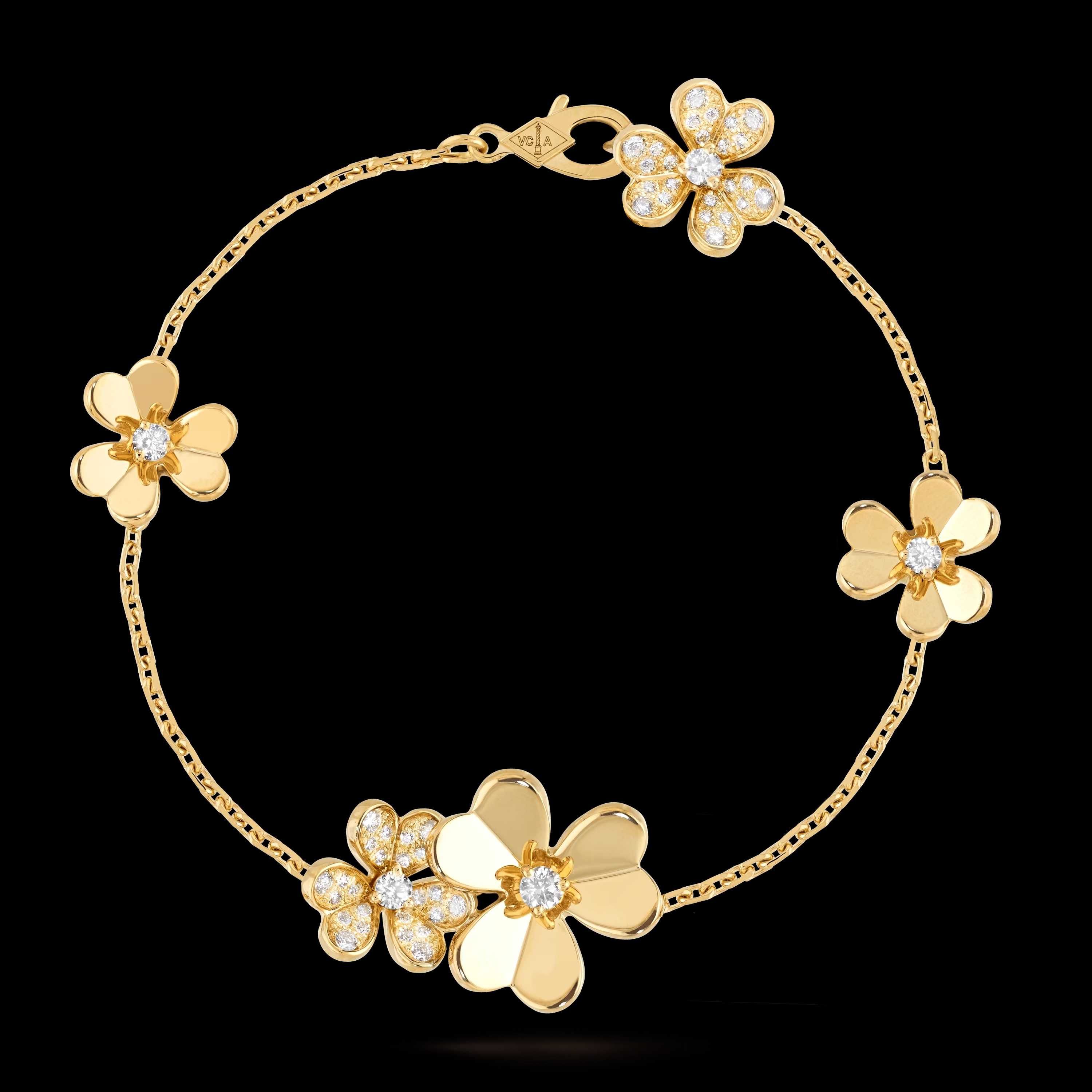 Van Cleef & Arpels VCA Gold 5 Frivole Diamond Clover Дамска Гривна