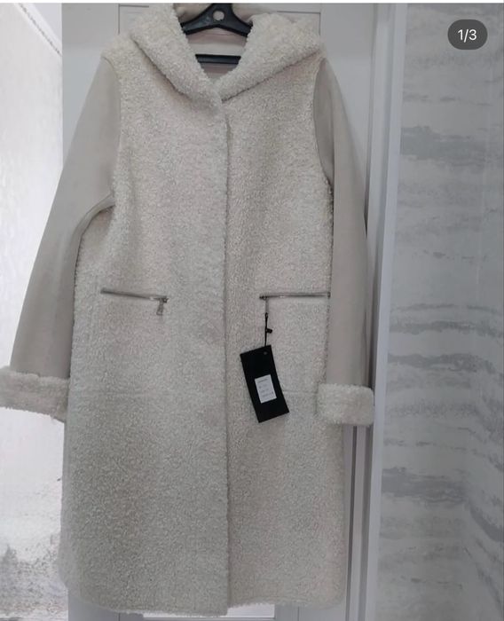 Двустороннее альпака пальто, с этикеткой, очень теплое новое,размер52