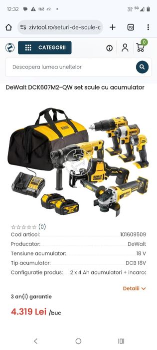 Vand set dewalt nou sigilat cu garantie