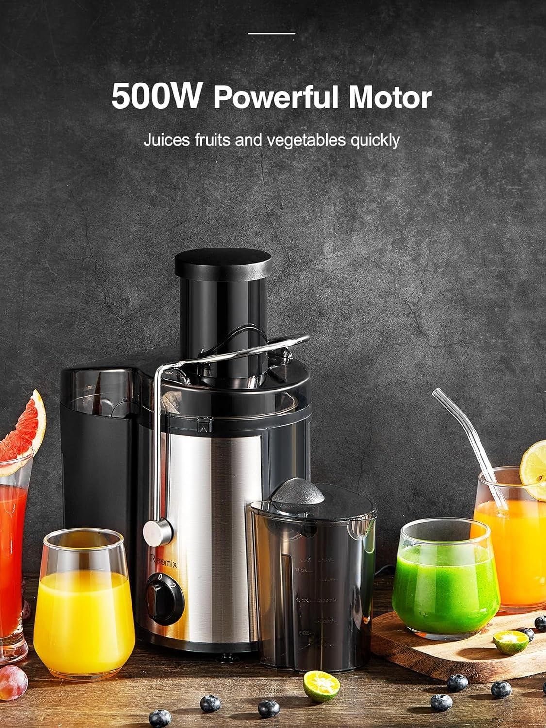 Промо! 500W Центробежна сокоизстисквачка 18000 об/мин, 2 скорости