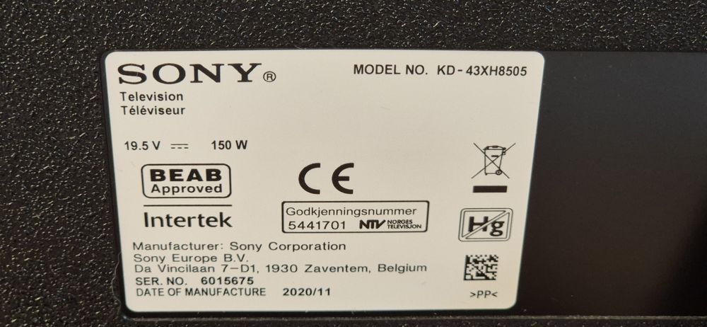 Sony KD-43XH8505 Android, 4K, UltraHD, Smart, WiFi