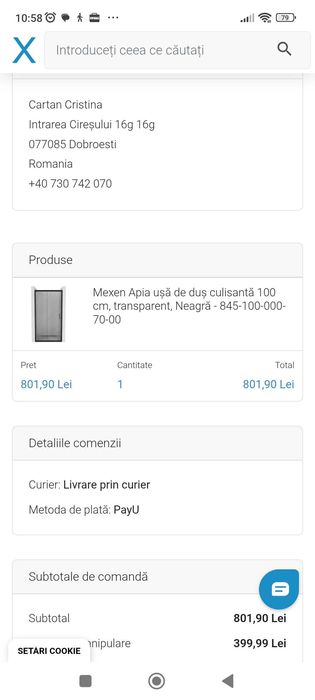 Uși pentru dus Mexen de 100x190 cm