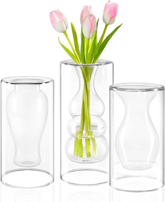 Vaze de sticla, set de 3 bucati