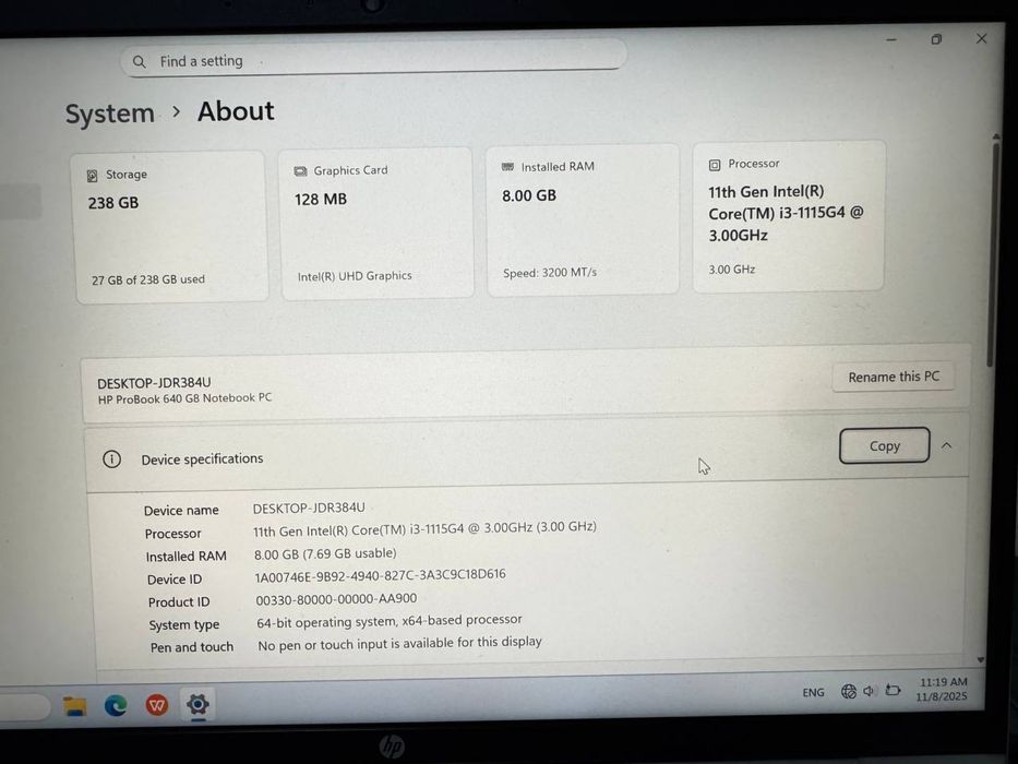 HP Pro-Book (13 dyum Core i3 11- поколение)