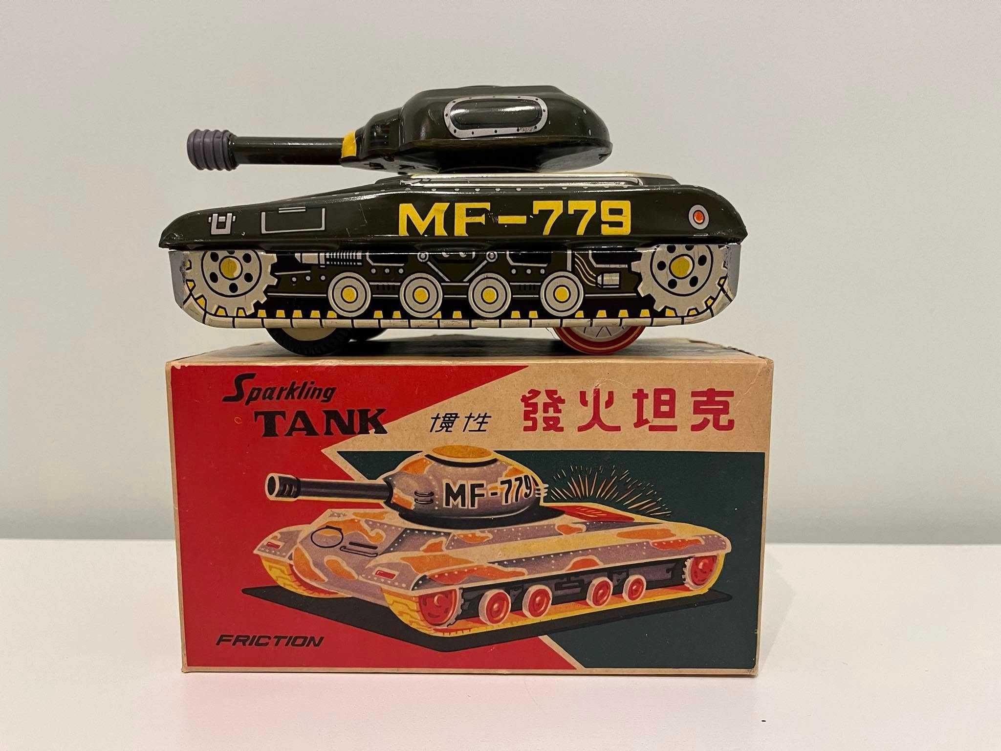 Jucărie veche tanc MF779, China, fricțiune, cutie originală
