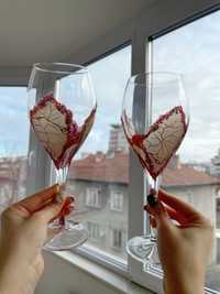 Чаши за вино - ръчно рисувани