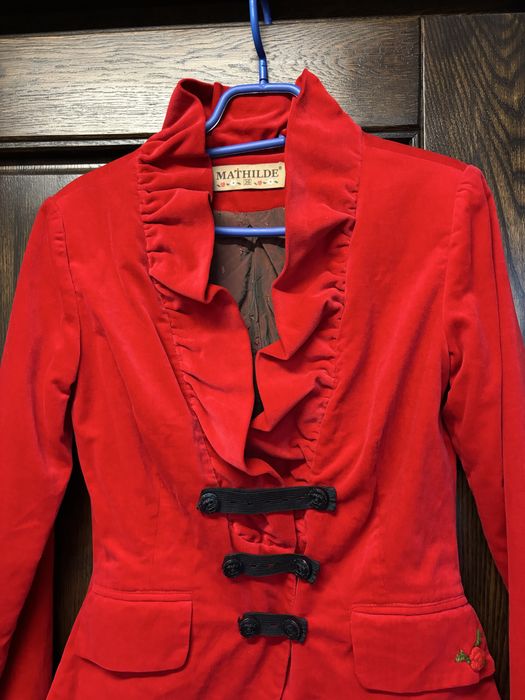 Sacou Mathilde matimea 36, catifea rosie, ca nou