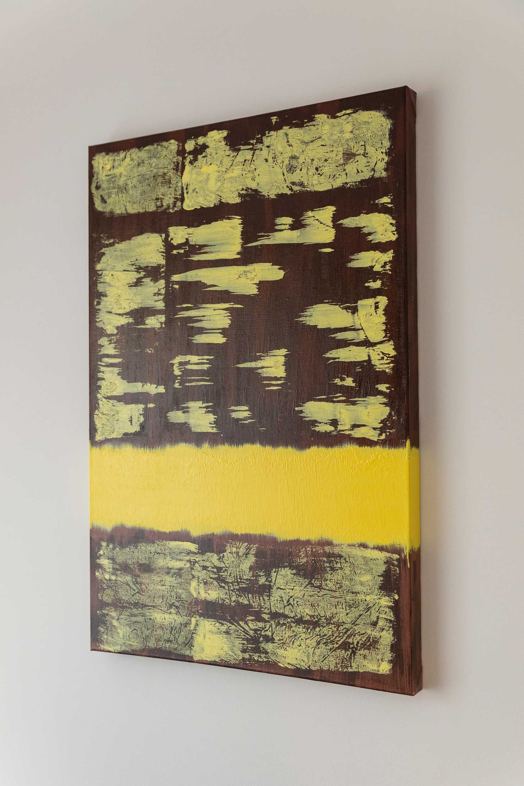 Yellow and Brown - tablou canvas, pictura in vopsea acrilica, 60x90cm