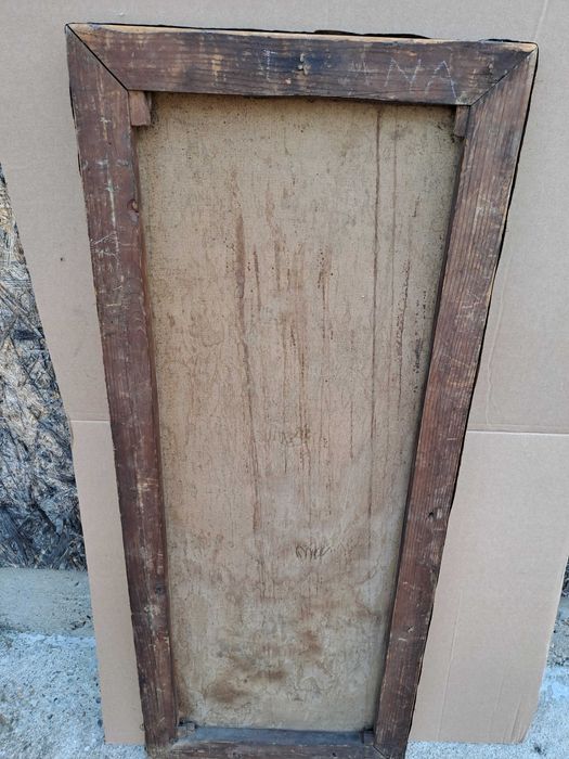 tablou vechi pictura pe panza 103/42 cm semnat