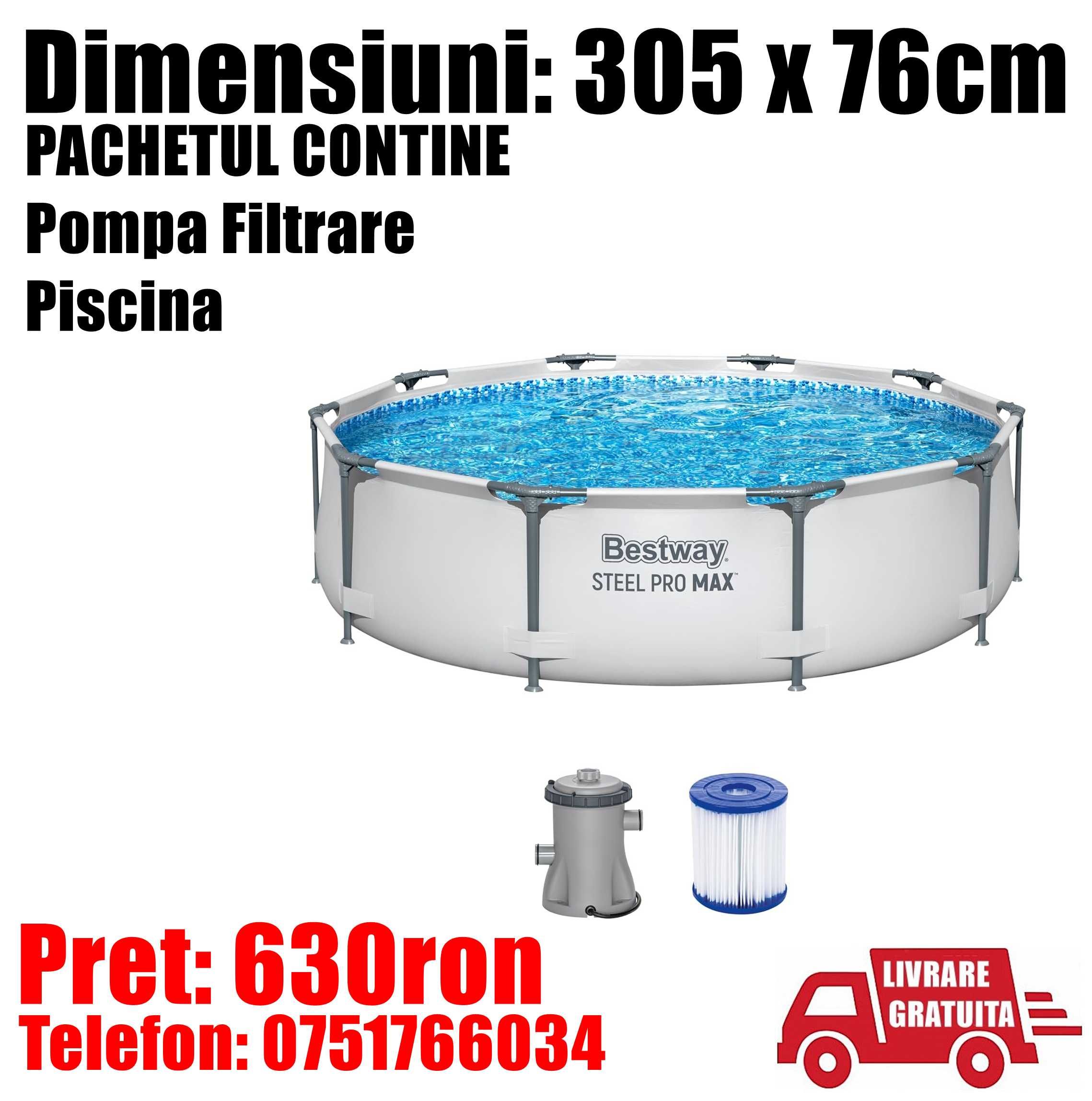 Piscina Bestway PRO MAX  Familie Copii  Cadru Metal 305x76cm +POMPA IS