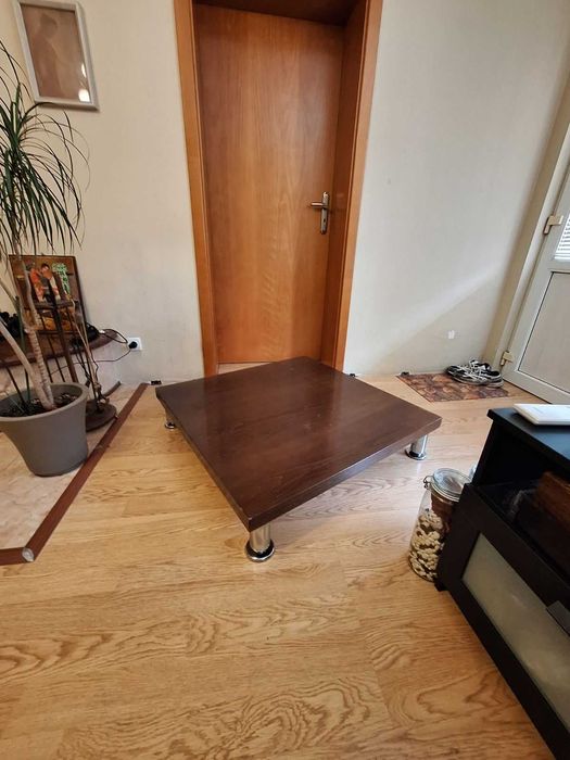 Холна маса, венге, квадратна 90 х 90 см, В 20 см, Д 5 см,  MDF, лак