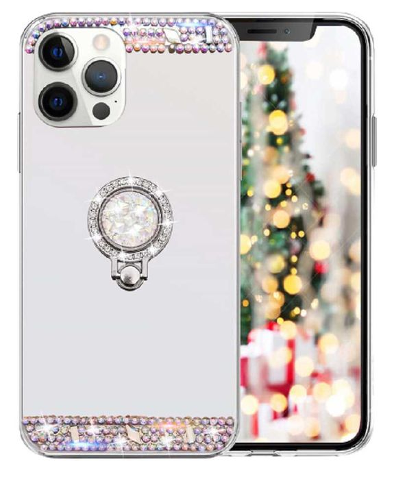 Husa Oglinda + pietricele + inel iPhone 13,13 Mini, 13 Pro, 13 Pro Max