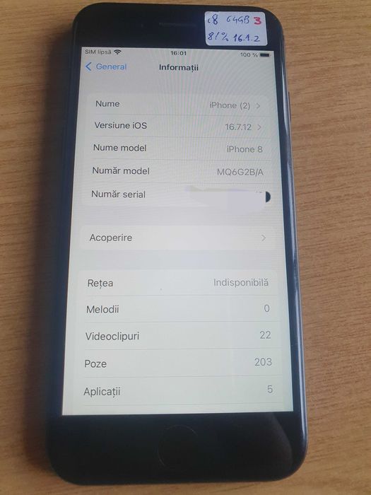 iPhone 8 folosit 64 GB impecabil