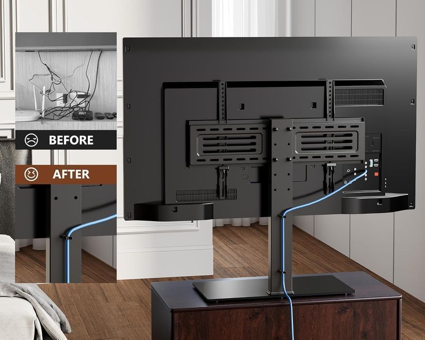 Suport TV FITUEYES 40–75", Reglabil, Sticlă Temperată, VESA 600x400mm