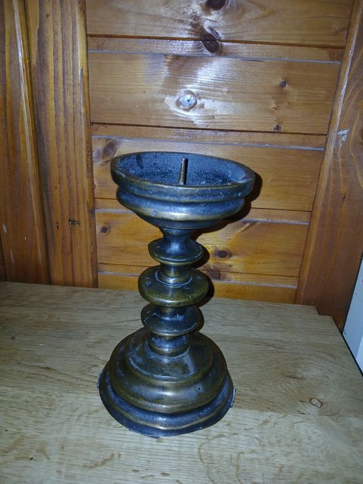 Suport de lumânare brutalist vintage 1960 bronz inaltime 20 cm 3.1 kg