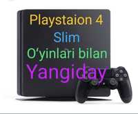 Playstation4 slim 1TB с играми и два джестика как на фото