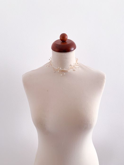 Accesoriu mireasa cu perle, realizat manual, pentru par, gat sau talie