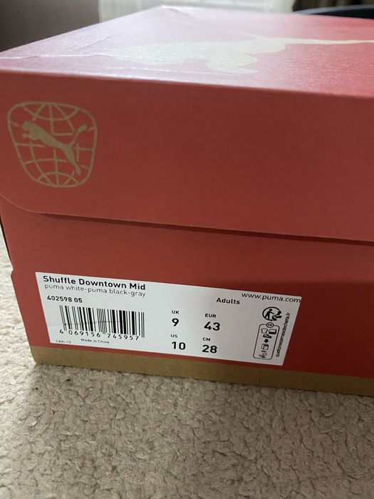 Pantofi sport Shuffle Downtown, Alb fildes, Negru, Alb optic, 9 puma