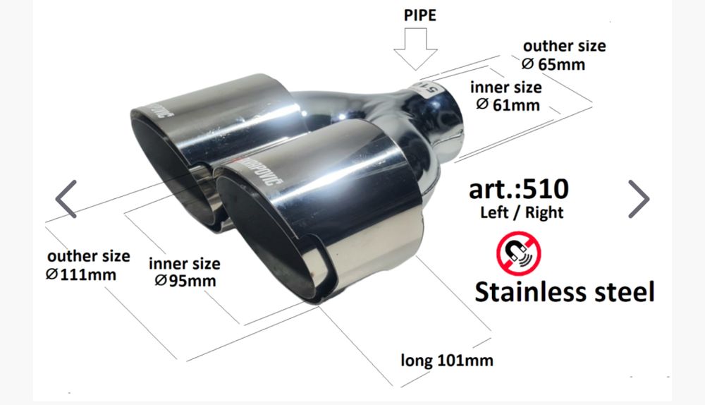 Двоен накрайник ауспух гърне Akrapovic ф60