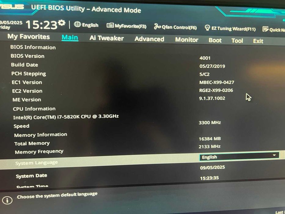 Дънна платка ASUS X99-Е WS,16GBDDR4,IntelCore i7-5820K 3.30GHz