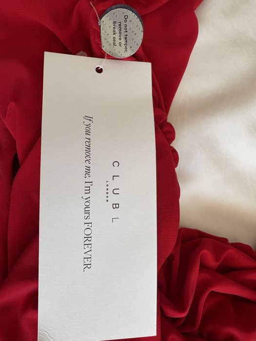 Club London red ruched fishtail cami maxi dress