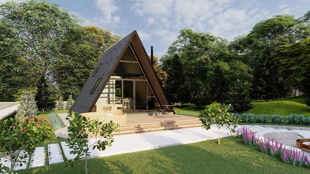 Cabane rustice A frame, containere si case modulare moderne la cheie