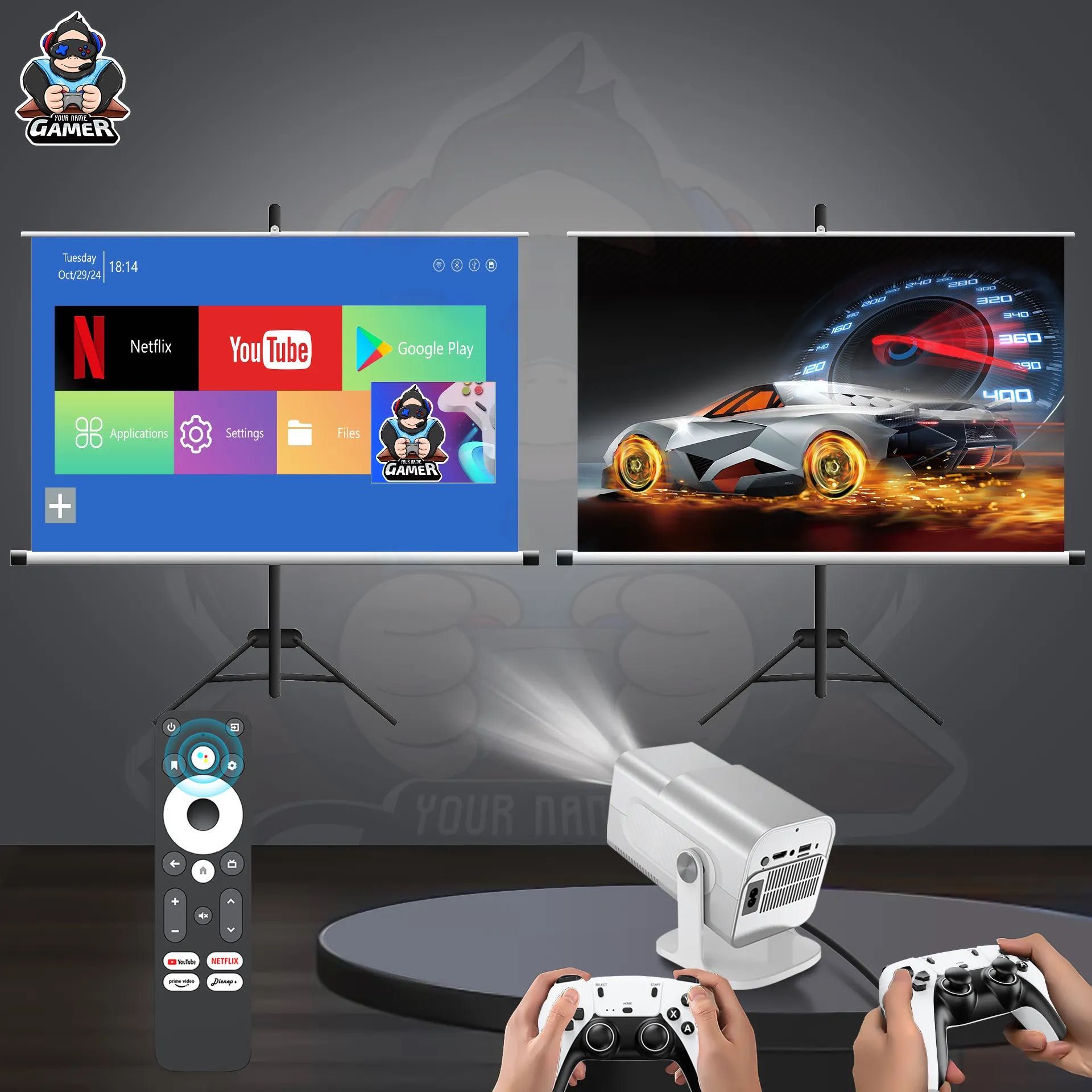 HCS350 Max — 3D Gaming, 4K, Android 11 zamonaviy o‘yin proyektori at10