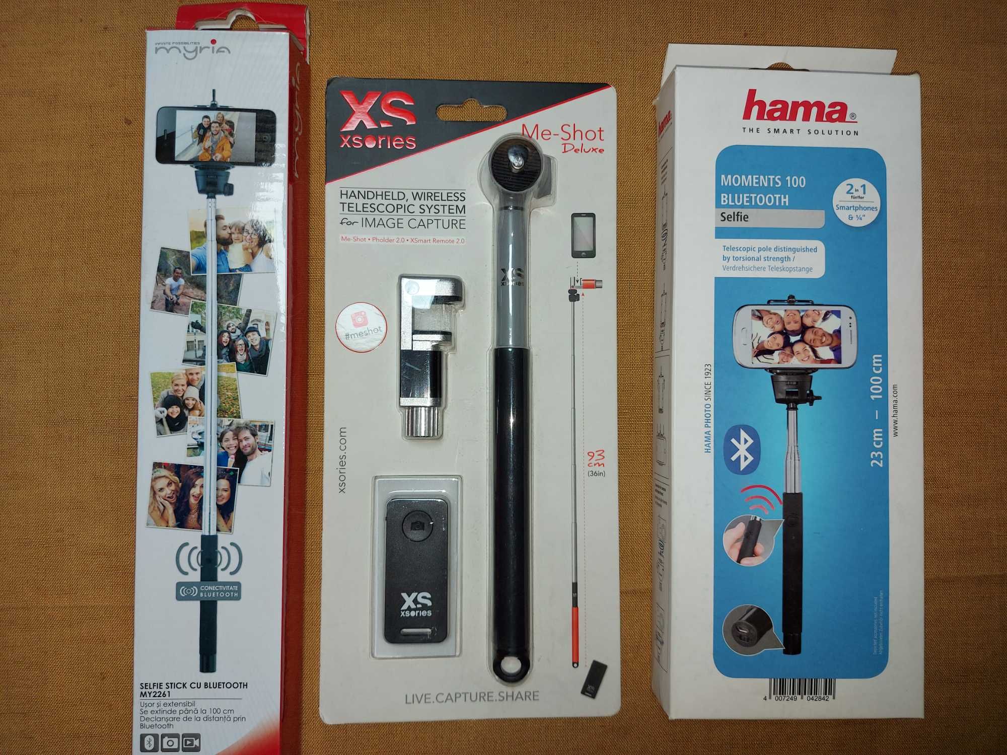 Selfie Stick cu telecomandă integrata, Bluetooth, 3 modele