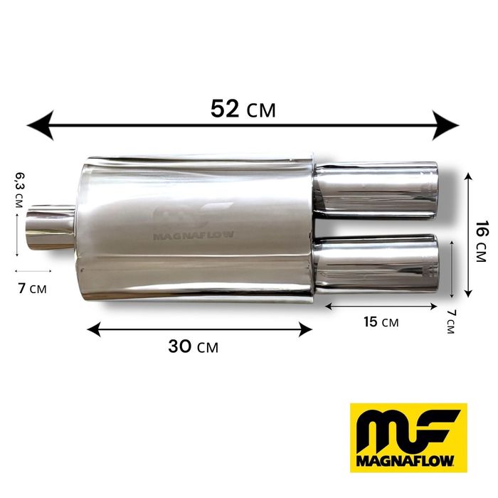 MagnaFlow chrome style выхлоп 1 вход 2 выход универсальный