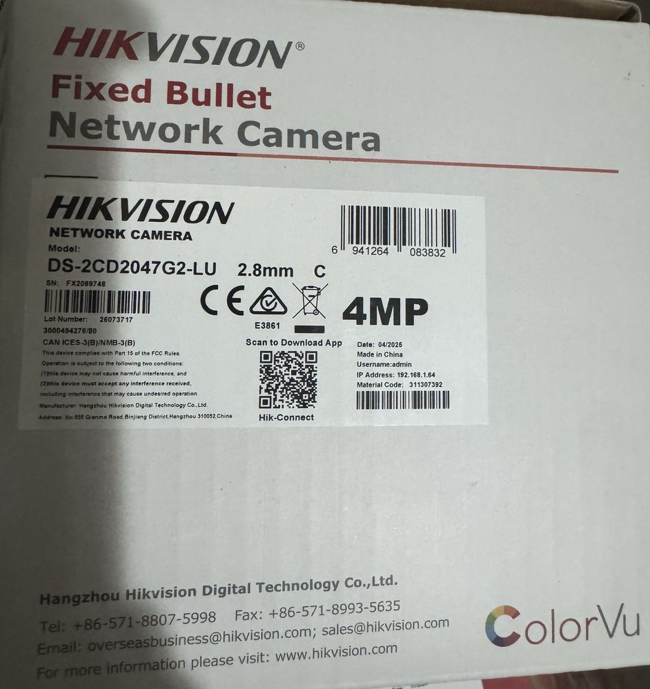 Камера Hikvision 4mp ColorVu
