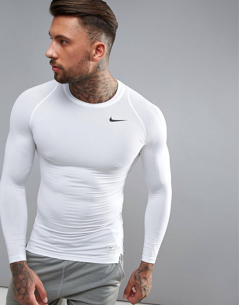 Nike Pro Cool Longsleeve Training Men's T-Shirt White/Black