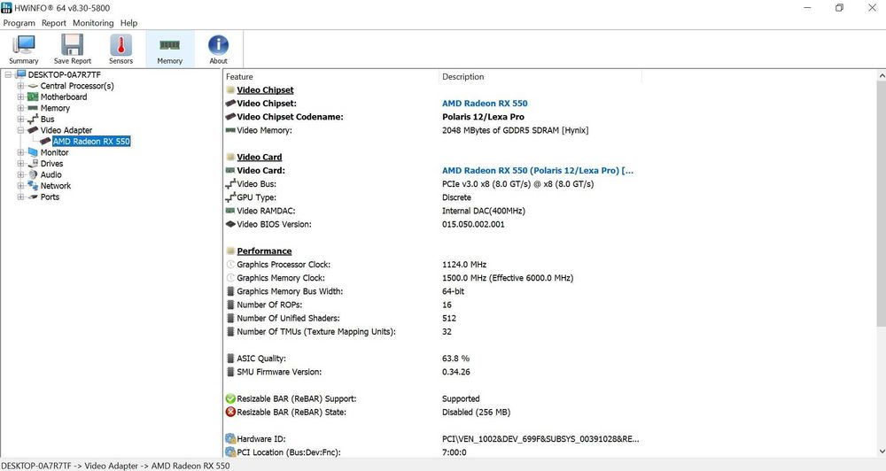 Radeon RX550 2GB GDDR5 DisplayPort + adaptor HDMI