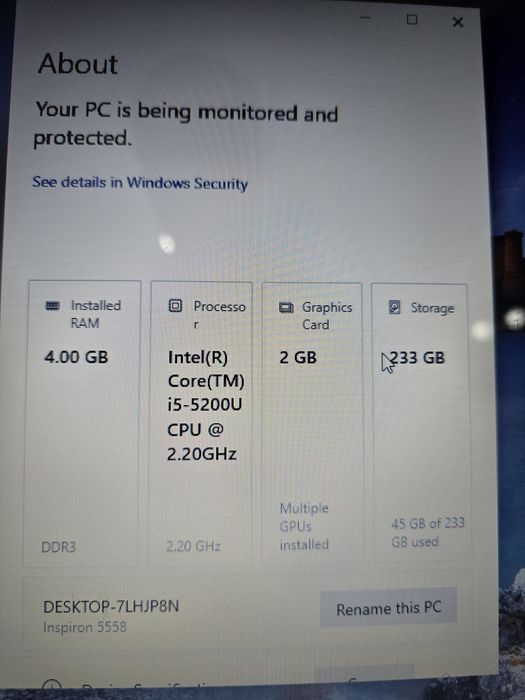 Laptop Dell model P51F i5