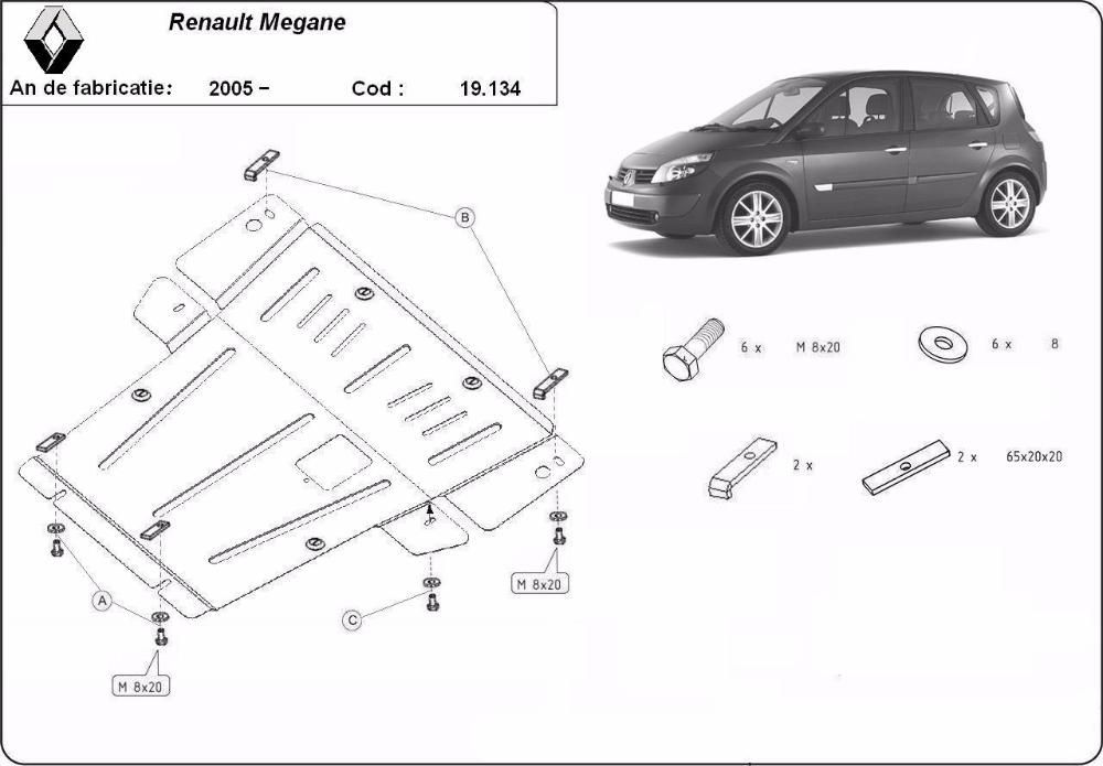 Scut metalic pentru motor Renault Megane 2002-2009 - otel 2mm