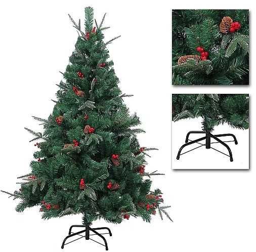 Красива коледна елха със шишарки 150см