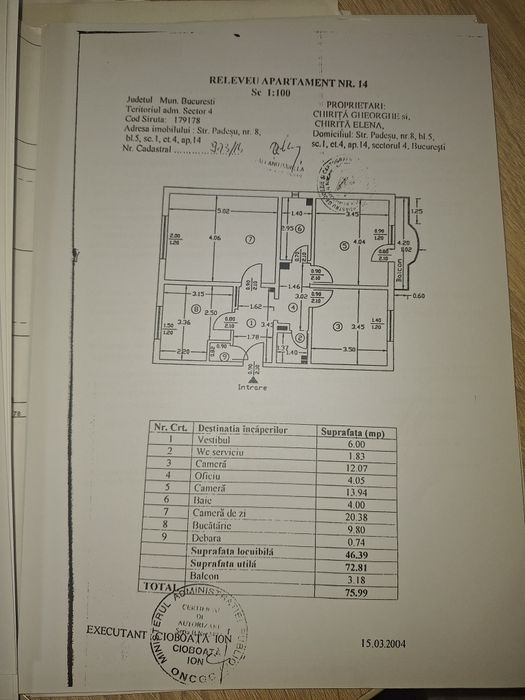 Apartament 3 camere Str Padesu nr 8